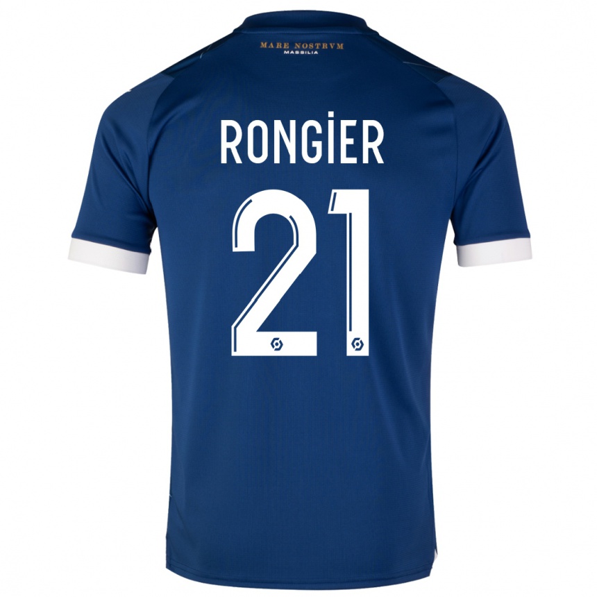 Damen Fußball Valentin Rongier #21 Dunkelblau Auswärtstrikot Trikot 2023/24 T-Shirt Luxemburg