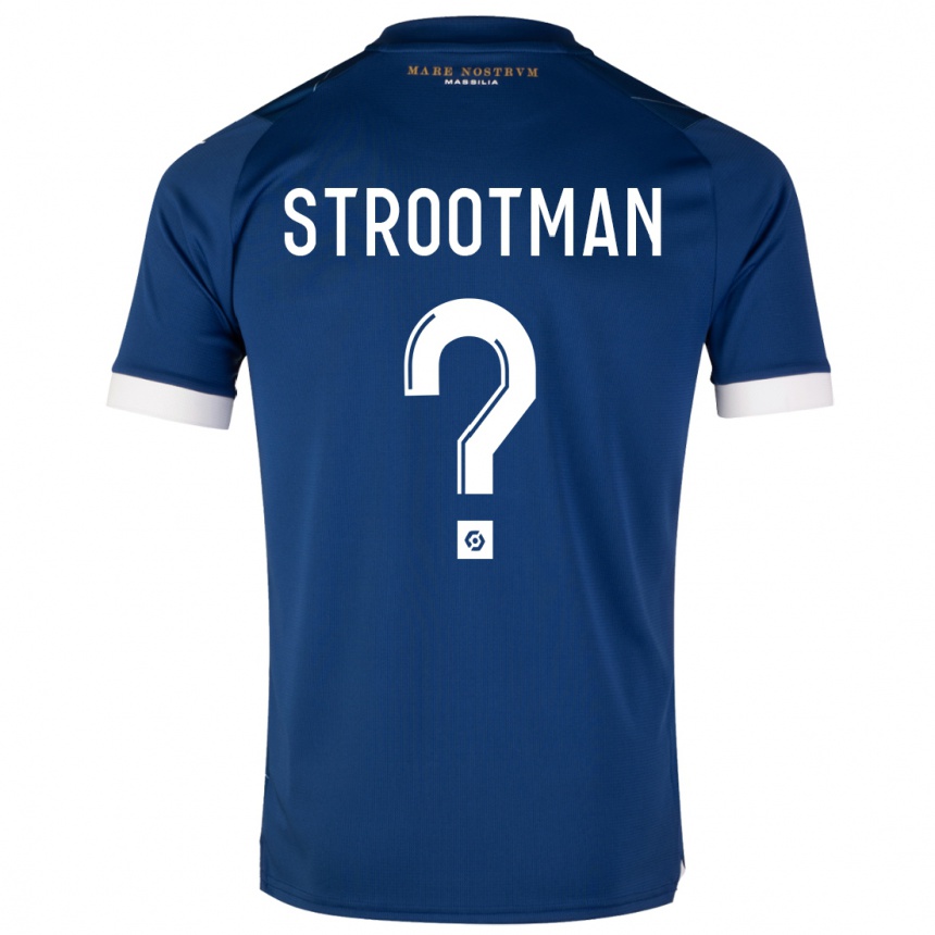 Damen Fußball Kevin Strootman #0 Dunkelblau Auswärtstrikot Trikot 2023/24 T-Shirt Luxemburg
