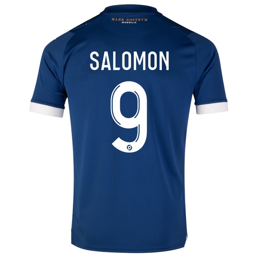 Damen Fußball Maeva Salomon #9 Dunkelblau Auswärtstrikot Trikot 2023/24 T-Shirt Luxemburg