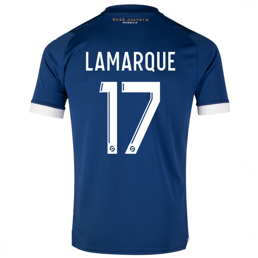 Damen Fußball Alais Lamarque #17 Dunkelblau Auswärtstrikot Trikot 2023/24 T-Shirt Luxemburg