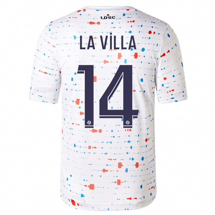 Damen Fußball Caroline La Villa #14 Weiß Auswärtstrikot Trikot 2023/24 T-Shirt Luxemburg