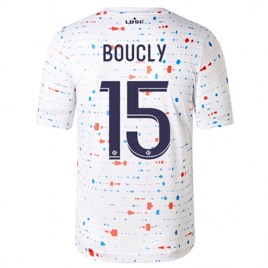 Damen Fußball Maite Boucly #15 Weiß Auswärtstrikot Trikot 2023/24 T-Shirt Luxemburg