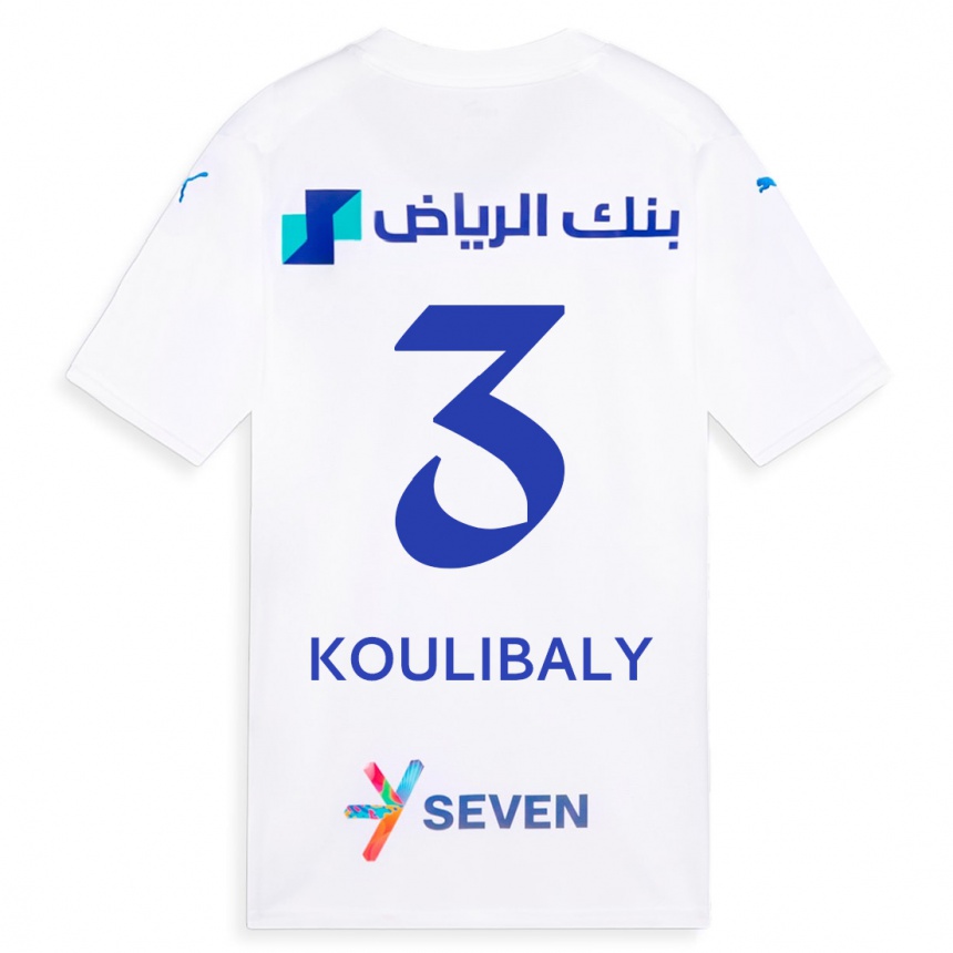 Damen Fußball Kalidou Koulibaly #3 Weiß Auswärtstrikot Trikot 2023/24 T-Shirt Luxemburg