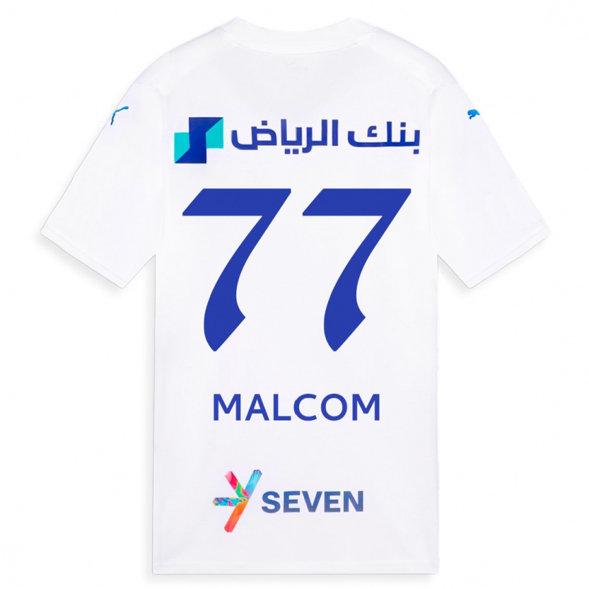 Damen Fußball Malcom #77 Weiß Auswärtstrikot Trikot 2023/24 T-Shirt Luxemburg