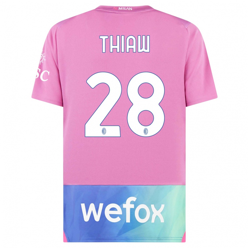 Damen Fußball Malick Thiaw #28 Pink Lila Ausweichtrikot Trikot 2023/24 T-Shirt Luxemburg