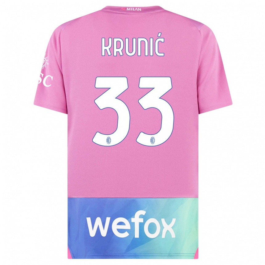 Damen Fußball Rade Krunic #33 Pink Lila Ausweichtrikot Trikot 2023/24 T-Shirt Luxemburg