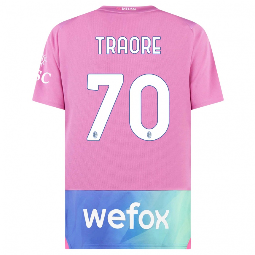 Damen Fußball Chaka Traore #70 Pink Lila Ausweichtrikot Trikot 2023/24 T-Shirt Luxemburg