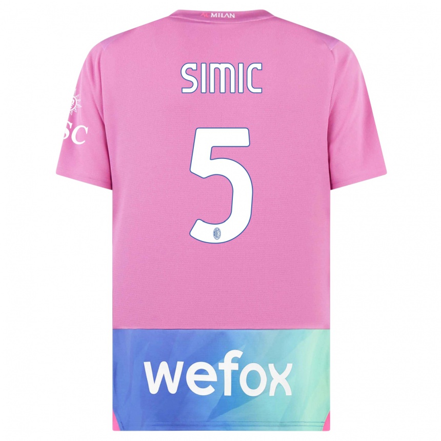 Damen Fußball Jan-Carlo Simic #5 Pink Lila Ausweichtrikot Trikot 2023/24 T-Shirt Luxemburg