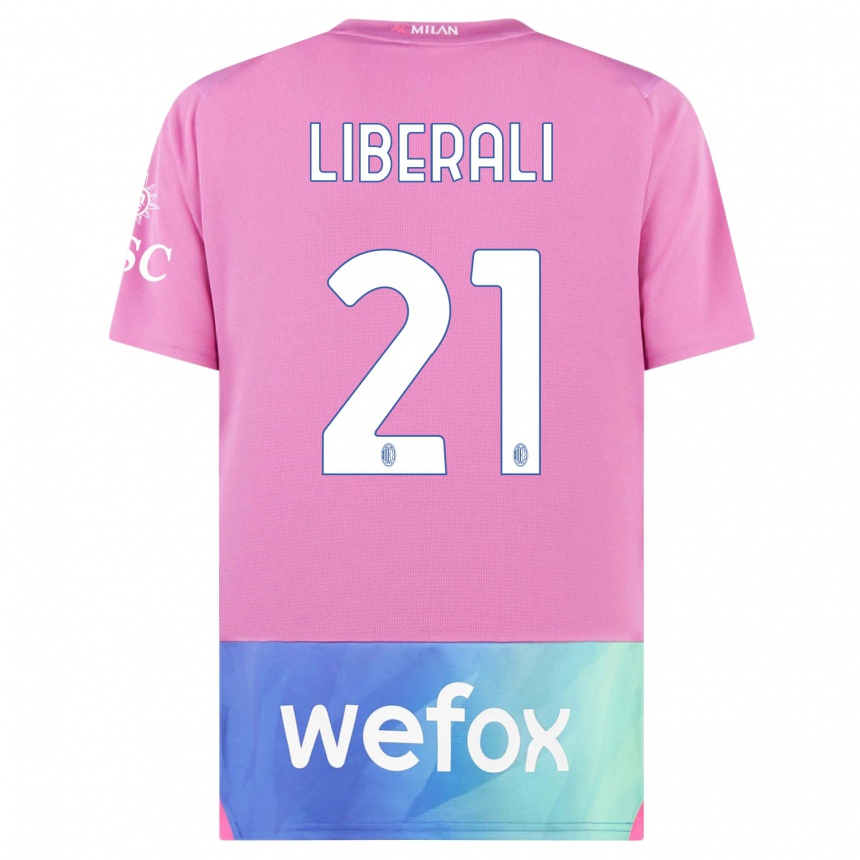 Damen Fußball Mattia Liberali #21 Pink Lila Ausweichtrikot Trikot 2023/24 T-Shirt Luxemburg