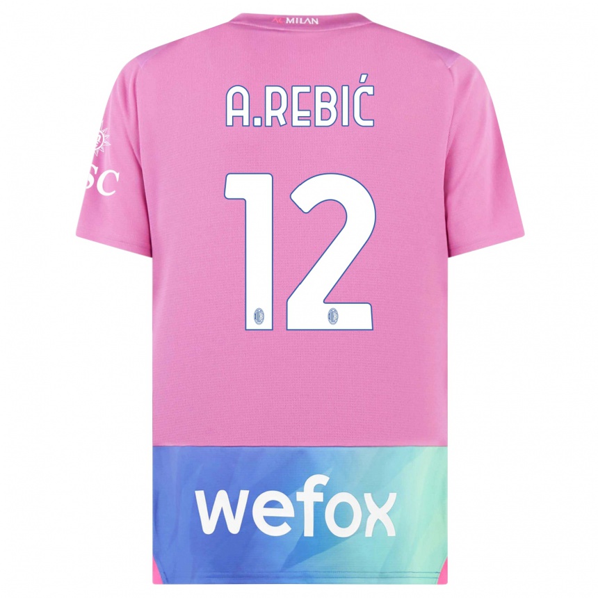 Damen Fußball Ante Rebic #12 Pink Lila Ausweichtrikot Trikot 2023/24 T-Shirt Luxemburg