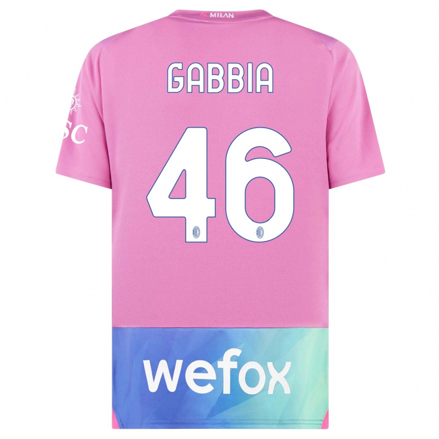 Damen Fußball Matteo Gabbia #46 Pink Lila Ausweichtrikot Trikot 2023/24 T-Shirt Luxemburg