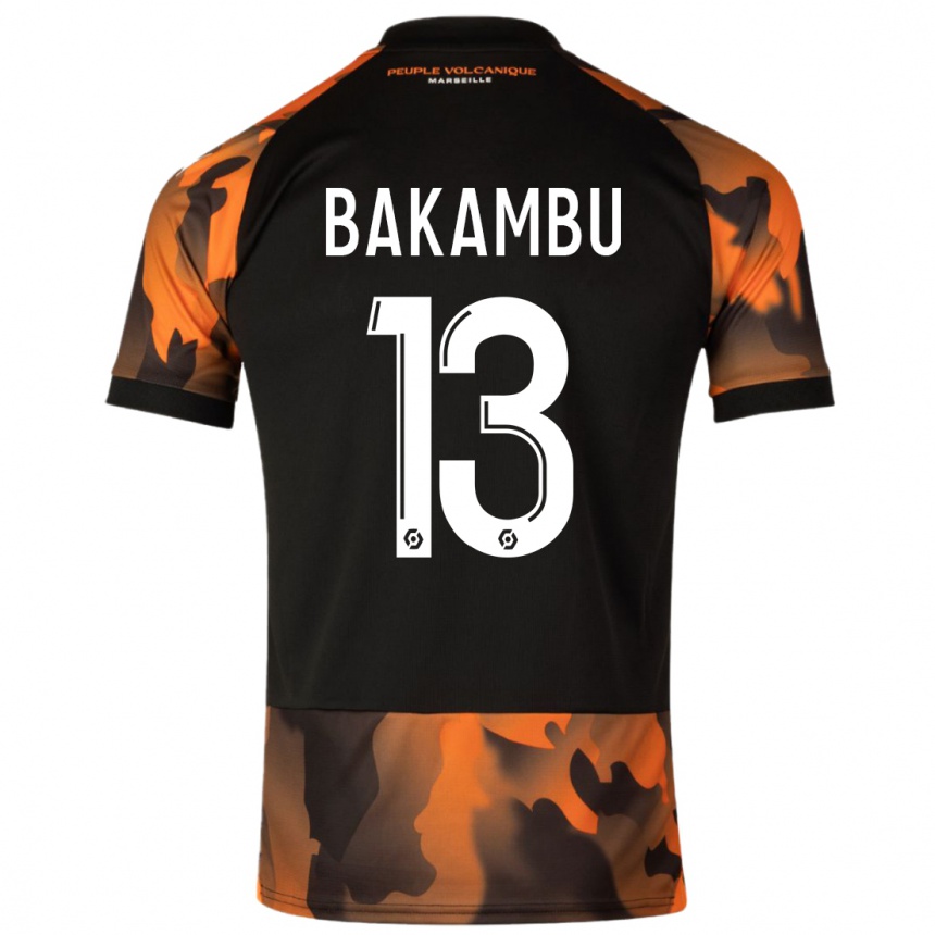 Damen Fußball Cedric Bakambu #13 Schwarzorange Ausweichtrikot Trikot 2023/24 T-Shirt Luxemburg